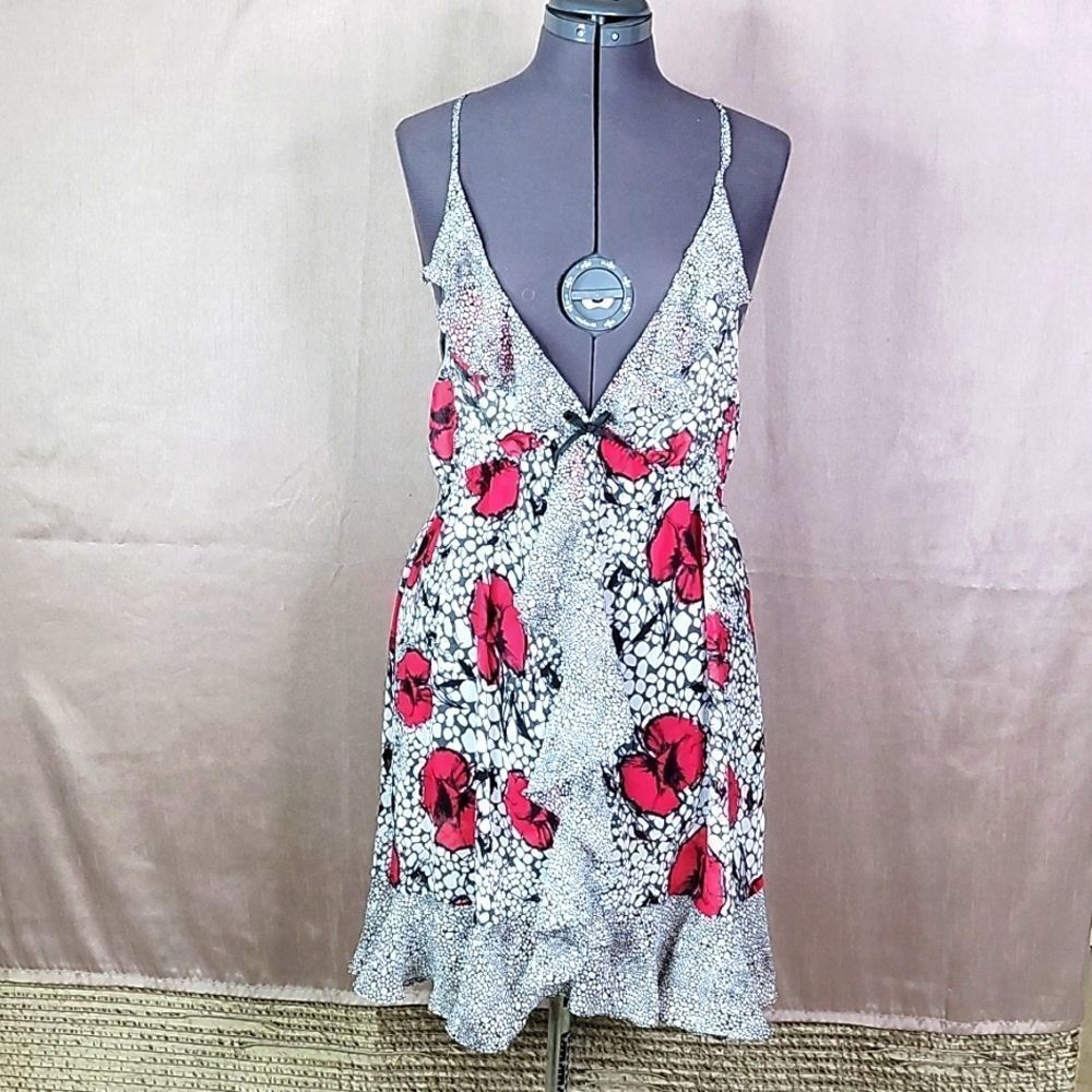 CYNTHIA ROWLEY‎ Floral Ruffled Sheer Dress XL